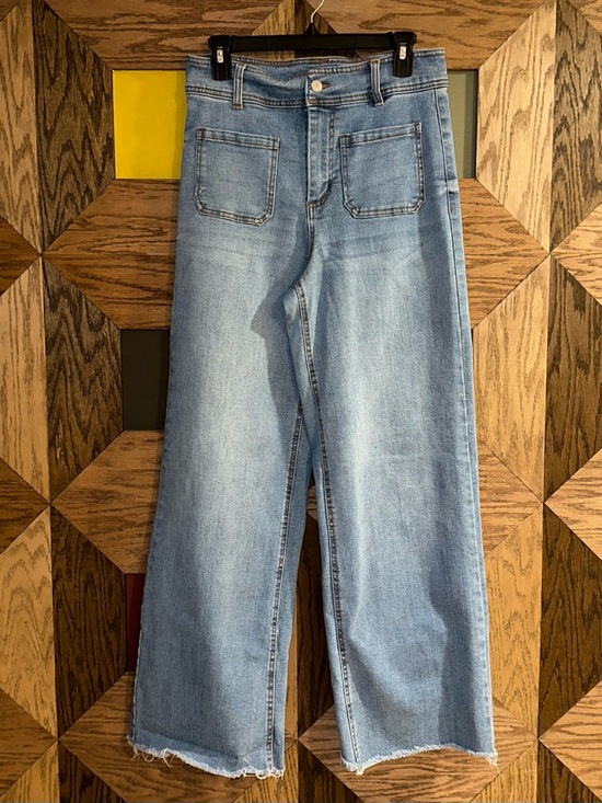 Oat New York Denim - OAT New York Wide Leg Jeans High-Rise Light Wash Denim Sailor Utility Sz 6/28